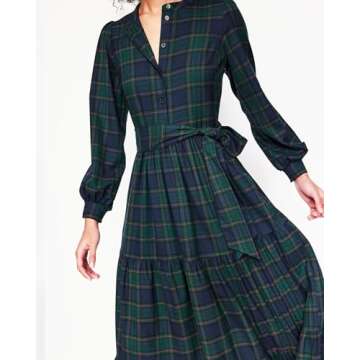 Stylish Women's Plaid Maxi Dress for Holidays