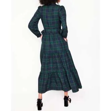 Stylish Women's Plaid Maxi Dress for Holidays