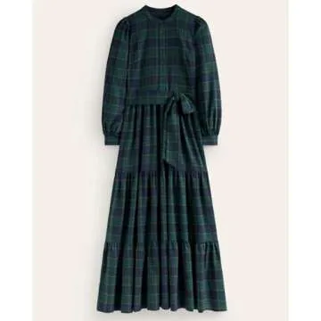Stylish Women's Plaid Maxi Dress for Holidays