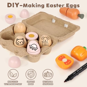 Lehoo Wooden Play Food Set for Kids - Safe & Educational