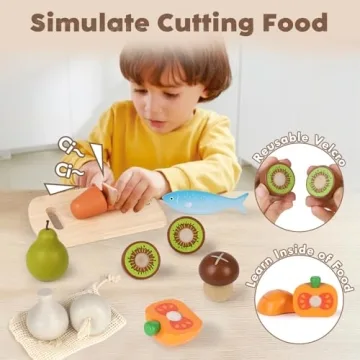 Lehoo Wooden Play Food Set for Kids - Safe & Educational