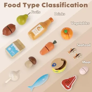Lehoo Wooden Play Food Set for Kids - Safe & Educational