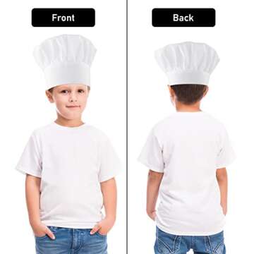 Lusofie Kids Chef Hat Adjustable White Chef Hats Elastic Kitchen Cooking Cap Baker Hat Chef Hat for Kids Girls Boys