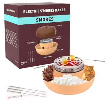 Electric S'mores Maker Tabletop Indoor, Flameless Marshmallow Roaster, Smores Kit with 4 Compartment...