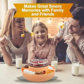 Electric S'mores Maker Tabletop Indoor, Flameless Marshmallow Roaster, Smores Kit with 4 Compartment Trays and 4 Forks, Housewarming Gifts for New House