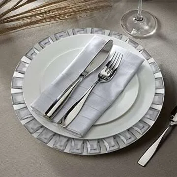 Charge It by Jay Mirror Glass Charger Plate 13” Decorative Melamine Service Plate for Home, Professional Dining, Perfect for Upscale Events, Dinner Parties, Weddings, Catering, 1 Piece, Big Beads