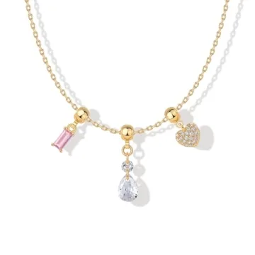 PAVOI 14K Yellow Gold Plated Cubic Zirconia Whimsical Charm Necklace for Women | Cute Dainty Necklac...