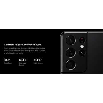 Samsung Galaxy S21 Ultra 5G G998U, US Version, 256GB, Phantom Black, AT&T Locked - (Renewed)