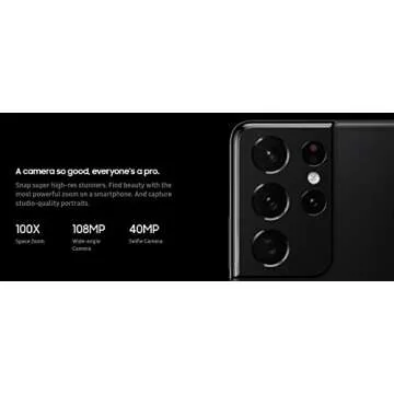 Samsung Galaxy S21 Ultra 5G G998U, US Version, 256GB, Phantom Black, AT&T Locked - (Renewed)