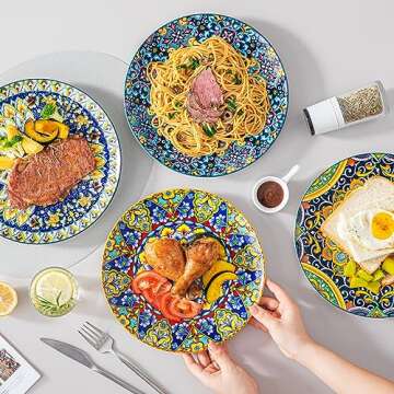 Vancasso Colorful Ceramic Dinner Plates Set for Kitchen