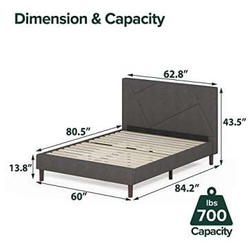 ZINUS Judy Upholstered Platform Bed Frame - Stylish & Sturdy Queen Foundation