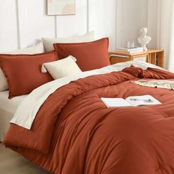 Litanika Burnt Orange California King Comforter Set - 3 Pieces Terracotta Cal King Lightweight Soft Solid Bed Comforter, Oversized Fluffy Quilt Blanket Bedding Set (104x96In, 2 Pillowcases)