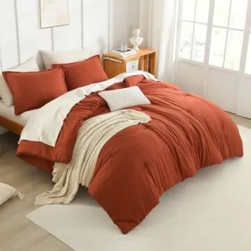 Litanika Burnt Orange California King Comforter Set - 3 Pieces Terracotta Cal King Lightweight Soft Solid Bed Comforter, Oversized Fluffy Quilt Blanket Bedding Set (104x96In, 2 Pillowcases)