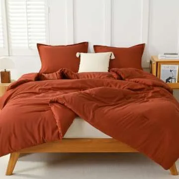 Litanika Burnt Orange California King Comforter Set - 3 Pieces Terracotta Cal King Lightweight Soft Solid Bed Comforter, Oversized Fluffy Quilt Blanket Bedding Set (104x96In, 2 Pillowcases)