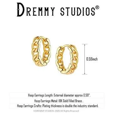 Dainty Gold Cuban Chain Huggie Hoop Earrings 14K Gold Filled