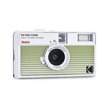 KODAK EKTAR H35N Half Frame Film Camera Bundle with Kodak Ultramax 400/24EXP 35mm Roll Film (Striped Green, Bundle)