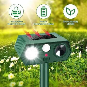 2Pack Ultrasonic Animal Repellent Outdoor Solar Animal Repeller with Motion Sensor Cat Repellent Outdoor Deer Repellent Devices Waterproof Dog Deterrent Skunk Repellent for Yard Garden Farm