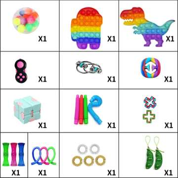 Kidoer Fidget Toys Set Fidget Pack Sensory Toys for Kids and Adults, Stress Relief and Anti-Anxiety Autistic ADHD Toy Set
