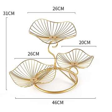 LANDTOM® Metal 3-Tier Fruit Basket Holder Decorative Fruit Bowl Stand, Gold (Type A)