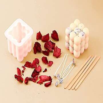 2 Pack Cute Silicone Candle Molds with 20 Wicks for Easy Crafting
