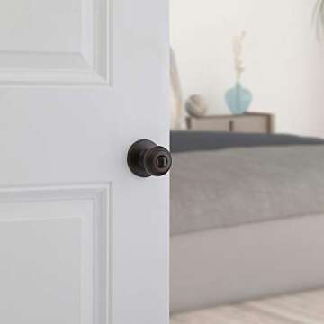 Kwikset Cove Interior Privacy Door Knob with Lock, Door Handle For Bathroom and Bedroom, Venetian Bronze Keyless Turn Lock Doorknob