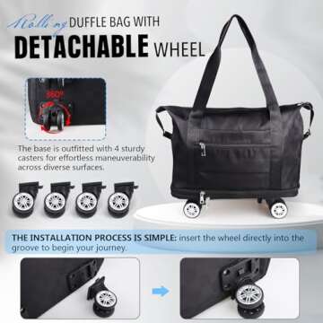 Expandable Stylish Suitcase with Detachable Wheels for Travel