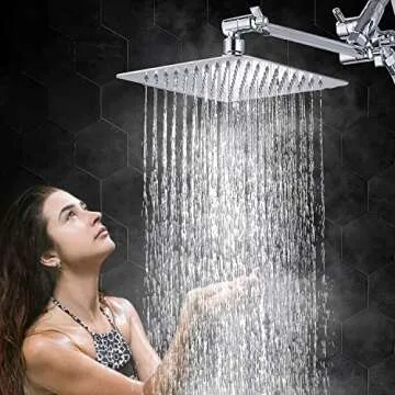 G-Promise All Metal 10" Dual Square Shower Head Combo | Rain Shower Head | Handheld Shower Wand | Adjustable | Smooth 3-Way Diverter | 71" Extra Long Hose - A Bathroom Upgrade (Chrome)