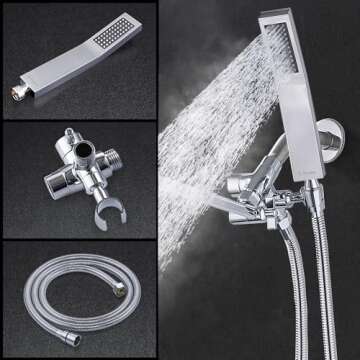 G-Promise All Metal 10" Dual Square Shower Head Combo | Rain Shower Head | Handheld Shower Wand | Adjustable | Smooth 3-Way Diverter | 71" Extra Long Hose - A Bathroom Upgrade (Chrome)