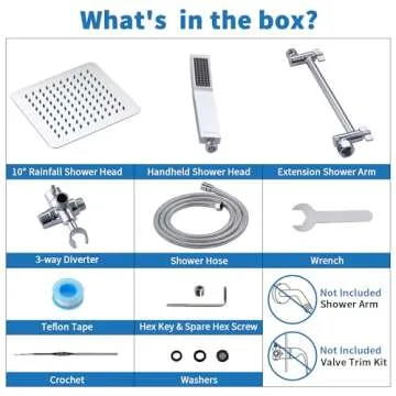 G-Promise All Metal 10" Dual Square Shower Head Combo | Rain Shower Head | Handheld Shower Wand | Adjustable | Smooth 3-Way Diverter | 71" Extra Long Hose - A Bathroom Upgrade (Chrome)