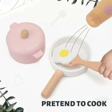 Frogprin 30 PCS Wooden Toy Plates and Dishes for Kids, Play Kitchen Accessories Set, Pretend Play Food Sets for Children Kitchen, Montessori Toys for Girls and Boys