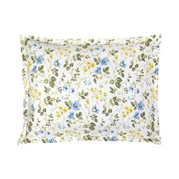 Laura Ashley Home - King Duvet Cover Set, Cotton Sateen Reversible Bedding with Matching Shams, All Season Home Decor (Meadow Floral Blue, King)