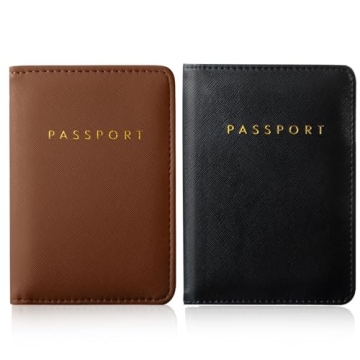 Frienda Unisex Adult Classic Passport Holder in Brown and Black - Stylish Travel Wallet for Couples