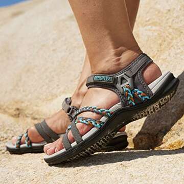 MEGNYA Women's Sport Sandals for Water, Arch Support Lightweight Non Slip Sandals Hiking, Soft Athle...