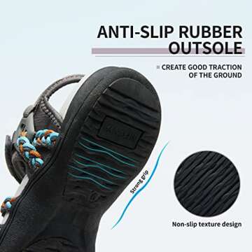 MEGNYA Women's Sport Sandals for Water, Arch Support Lightweight Non Slip Sandals Hiking, Soft Athletic Outdoor Sandals with Adjustable Hook Loop Strap Size 10