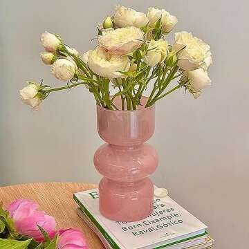 JSPYFITS Glass Hydroponic Flower Vase, 7 Inches Colored Glass Bubble Vase for Flower, Three-Layer Gl...