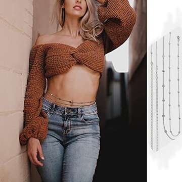 Bead Waist Chain Sequin Belly Chains Jewelry for Women Girls Summer Beach Bikini Accessories body jewelry for women(Gold)