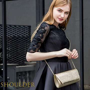 BENCOMOM gold clutch purses for women evening Bridal Prom Handbag shoulder bag Wedding Party clutch bag