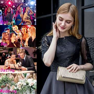 BENCOMOM gold clutch purses for women evening Bridal Prom Handbag shoulder bag Wedding Party clutch bag