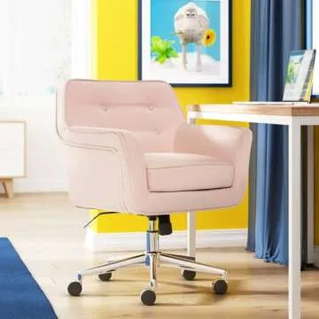 Serta Ashland Home Office Desk Chair with Button Tufted Mid-Back and Padded Arms