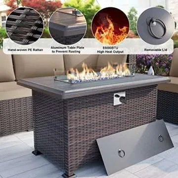 ALAULM 13 Piece Patio Set with Fire Pit Table