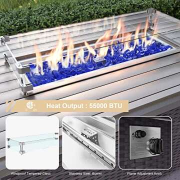 ALAULM 13 Piece Patio Set with Fire Pit Table