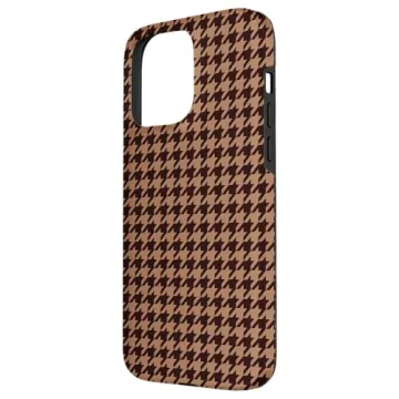 Aesthetic Brown and Black Houndstooth Phone Case for iPhone 15 Pro Max
