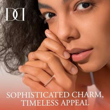 MINDDHA Elegant 14K White Gold Plated Silver Cubic Zirconia Simulated Diamond Stackable Eternity Rin...