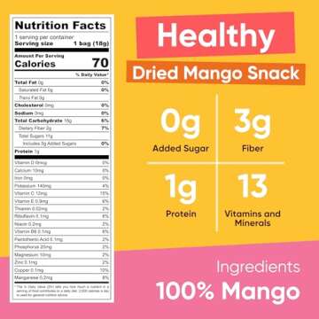 Yammy Dried Mango Chips Like Freeze Dried Fruit, No Sugar Added Crispy Dry Slices of Mangoes, Unswee...