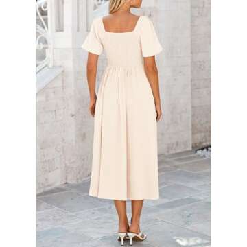 PRETTYGARDEN Summer Dress for Women 2025 Casual Short Sleeve Bow Tie V Neck Ruffle Midi Flowy Dresse...