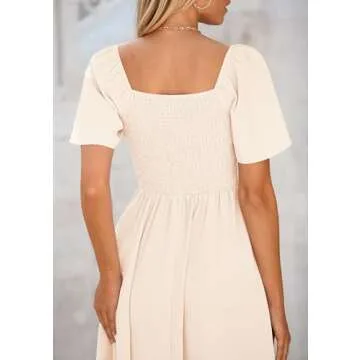 PRETTYGARDEN Summer Midi Dress with Bow Tie for Women