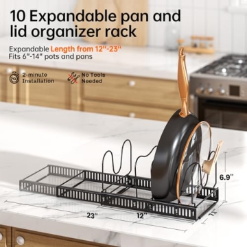 MUDEELA Pots and Pans Organizer for Kitchen Declutter