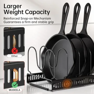 MUDEELA Pots and Pans Organizer for Kitchen Declutter