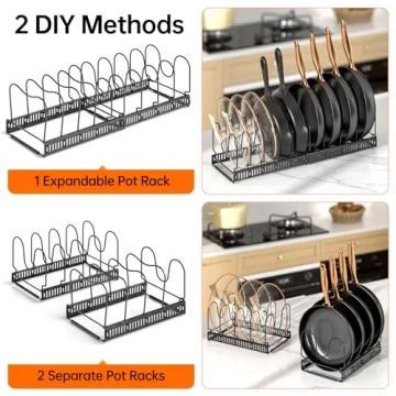 MUDEELA Pots and Pans Organizer for Kitchen Declutter