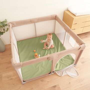 Stylish Padded Baby Play Mat for Your Boy or Girl - Extra Thick & Super Soft Vegan Leather Floor Mat Creates A Safe Play Area for Little Ones - A Beautiful Playmat That Fits Nicely Into Any Playroom